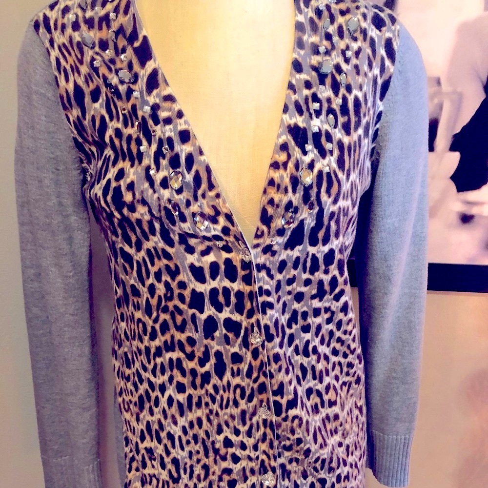 Leopard rhinestone Chico sweater